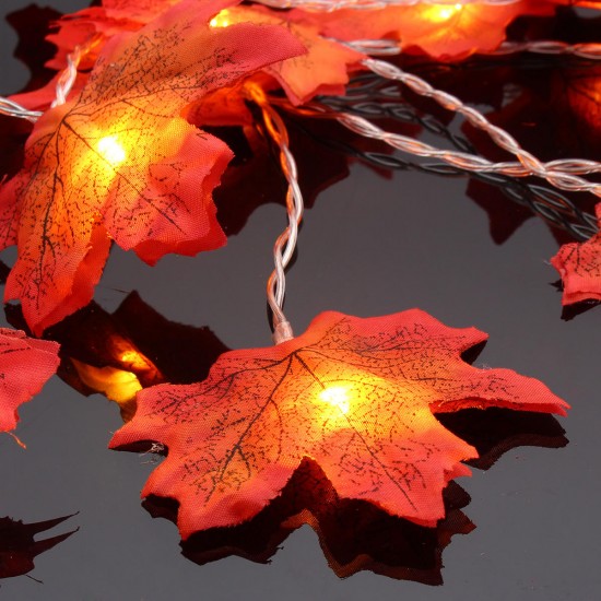 Battery Powered 2.3M 20LEDs Warm White Pure White Fall Leaves Indoor Fairy String Light for Party