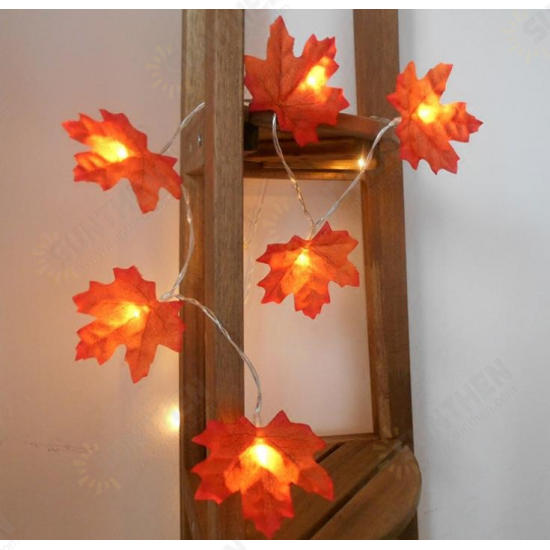 Battery Powered 2.3M 20LEDs Warm White Pure White Fall Leaves Indoor Fairy String Light for Party