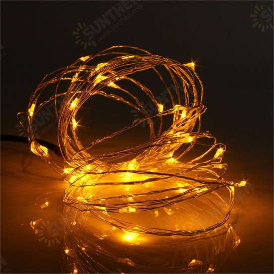 Battery Powered 5M 50LEDs Waterproof Silver Wire Fairy String Light for Christmas +Remote Control