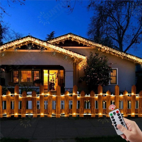 Battery Powered 8 Modes 10M 100LED Rope Tube String Light Outdoor Christmas Garden+Remote Controller