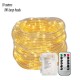 Battery Powered 8 Modes Waterproof 10M Warm White 100LED Tube String Light With Infrared Remote Control