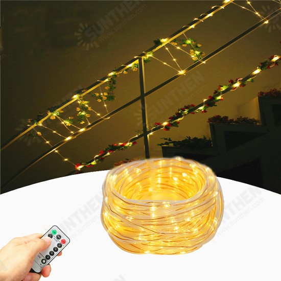 Battery Powered 8 Modes Waterproof 10M Warm White 100LED Tube String Light With Infrared Remote Control