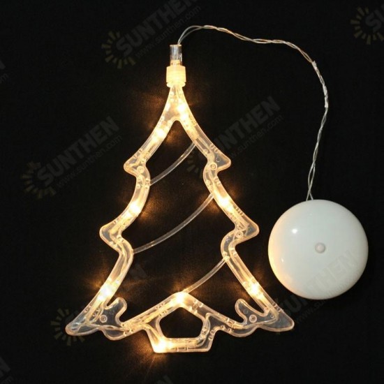 Battery Powered 8LEDs Deer Bell Star Christmas Tree Window Sucker String Light for Party