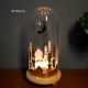 Battery Powered Ramadan Mosque Night Light Glass Cover Wooden Base Decoration Gift