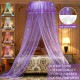 Ceiling-Mounted Mosquito Net Installation Home Dome Foldable Bed Canopy with LED String Light