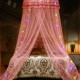 Ceiling-Mounted Mosquito Net Installation Home Dome Foldable Bed Canopy with LED String Light