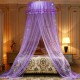 Ceiling-Mounted Mosquito Net Installation Home Dome Foldable Bed Canopy with LED String Light