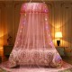 Ceiling-Mounted Mosquito Net Installation Home Dome Foldable Bed Canopy with LED String Light