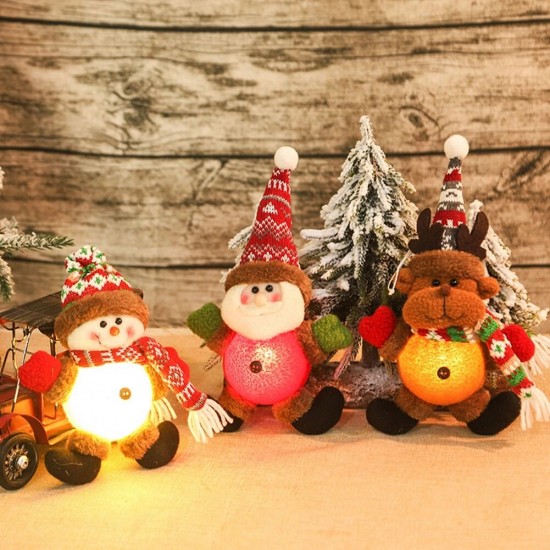 Christmas Doll With Lights Santa Claus Elk Snowman Snowman Tree Pendant Doll Hang Decorations For Home Xmas Gifts New Year