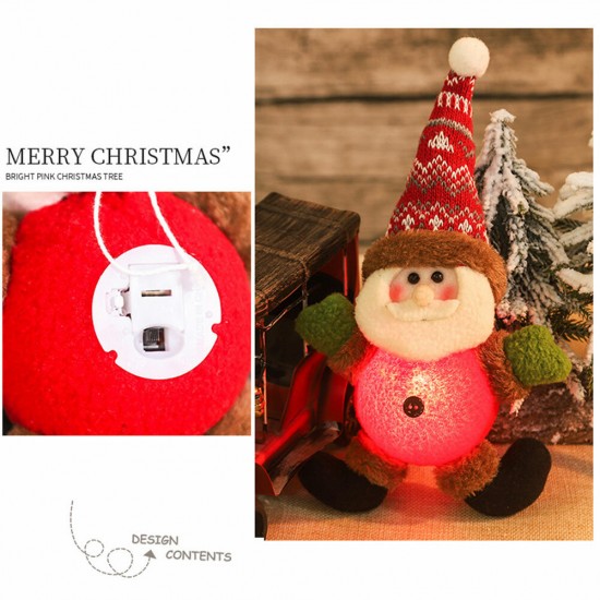 Christmas Doll With Lights Santa Claus Elk Snowman Snowman Tree Pendant Doll Hang Decorations For Home Xmas Gifts New Year