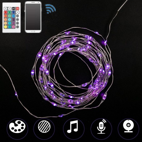 DC5V Smart APP USB 10M 100 LED String Light+WiFi Controller+24Keys IR Remote Control for Holiday Party Decor