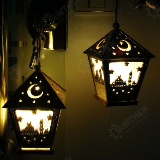 Eid LED Light Lantern Ramadan Festival Party Decorations Mubarak Muslims Islamic Three-dimensional House with LED Lamp Pendant