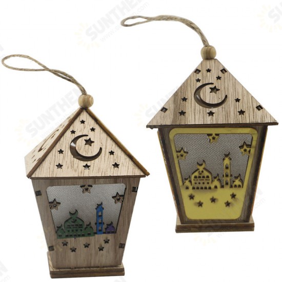 Eid LED Light Lantern Ramadan Festival Party Decorations Mubarak Muslims Islamic Three-dimensional House with LED Lamp Pendant