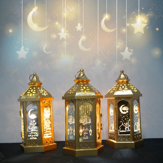 Eid Mubarak Ramadan LED Night Light Lantern Lamp Islam Hanging Decoration