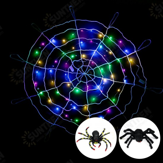 Halloween LED Spider Web String Light Outdoor Horror Party Props Lamp Cobweb Spooky Decor