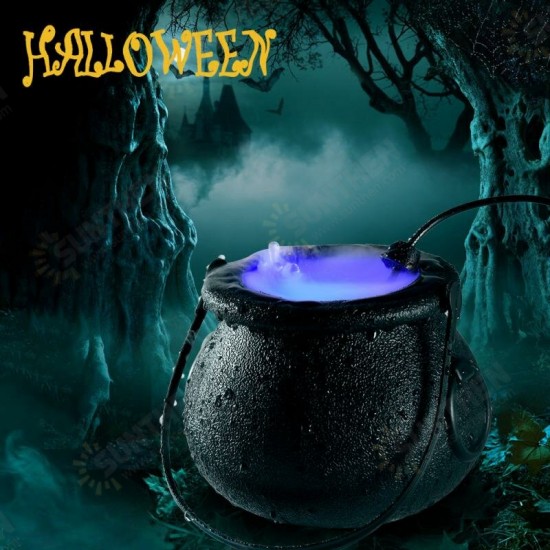 Halloween Smoke Machine Fog Mist Maker Color Changing Witch Cauldron Shape Smoke Machine EU/US/UK Fogger Holiday Party Decoration Prop