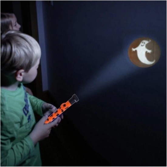 LED Halloween Projector Flashlight Party Light DIY Decoration with 5 lens Pumpkin/Spider/Bat/Ghost and Skeleton Kids Toys