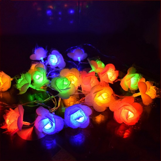 LED Lace Roses Fairy String Light Lamp Tree Wedding Garden Home Decoration EU Plug AC220V