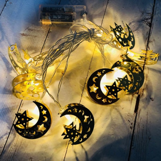 LED Ramadan Moon Fairy String Light Battery Supply Islamic Lamps Party Home Decor