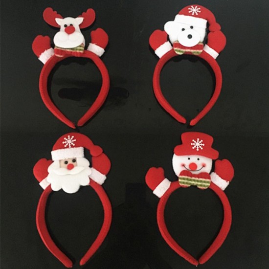 LED Single Headband Hair Band Christmas Santa Deer Snowman Bear Pattern with RGB Light