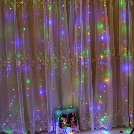 3M*3M USB 15W IP67 8 Modes Remote Control 300 LED Curtain Fairy String Holiday Light DC5V
