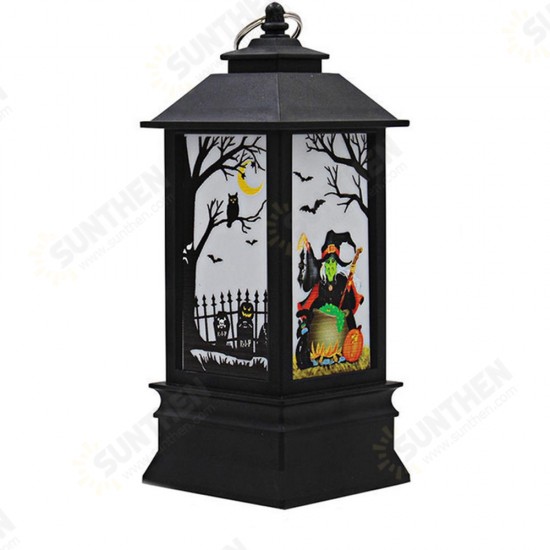 Battery Powered Hanging Lantern Holiday Light Pumpkin Flame Lamp for Halloween Decor DC4.5V