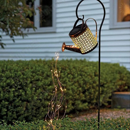 Solar Light Art Lamp Powered LED Fairy Copper Wire Waterproof String Lights Watering Can Outdoor Garden Decoration