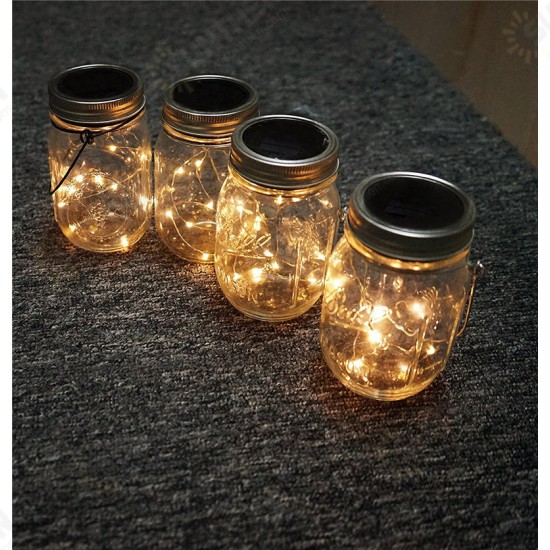 Solar Powered 1M 10LEDs Mason Jar Lid Insert Fairy String Light for Garden Christmas Party