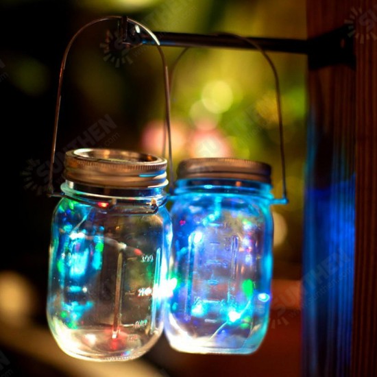 Solar Powered 1M 10LEDs Mason Jar Lid Insert Fairy String Light for Garden Christmas Party