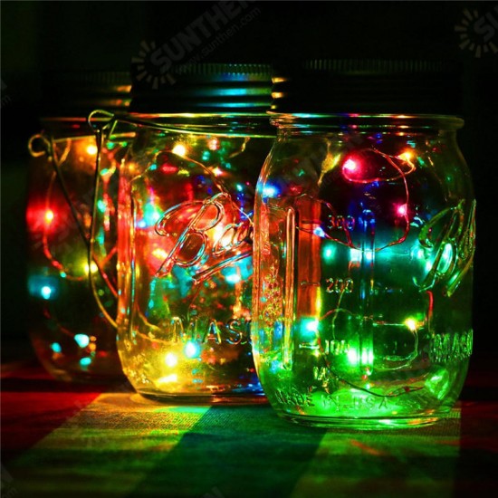 Solar Powered 1M 10LEDs Mason Jar Lid Insert Fairy String Light for Garden Christmas Party