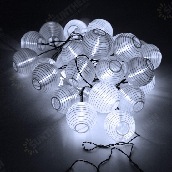 Solar Powered 30LED Fairy String Light White Shell Lantern Xmas Wedding Garden Lamp