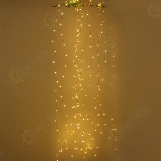 Solar Powered 8 Modes Sliver Wire 200 LED Christmas Tree Fairy String Wedding Home Party Light DC2V