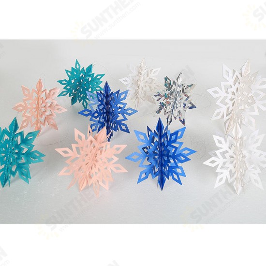 6PCS 3D Snowflake Paper Hanging Ornament Kit Christmas Decoration Toys Home Party