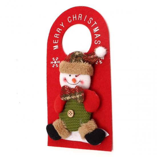 Christmas Decoration Santa Claus Elk Applique Style Lovely Detailed Design Padded Felt Door Hanger