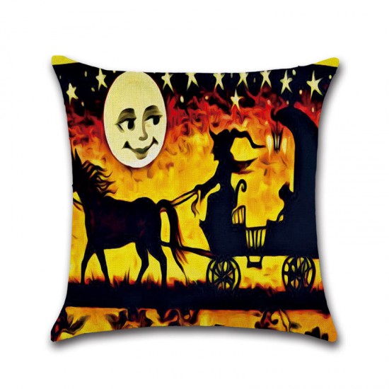 Halloween Series Ancient House Witch Pumpkin Cat Pillow Cover Decorative Toys