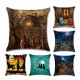 Halloween Series Ancient House Witch Pumpkin Cat Pillow Cover Decorative Toys