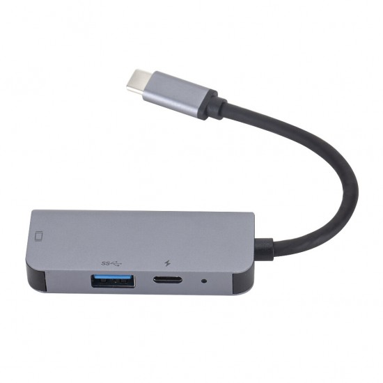 Portable 3 in 1 USB Type-C HUB Converter 4K HDMI 87W USB-C 5Gbps USB3.0 Adapter Grey