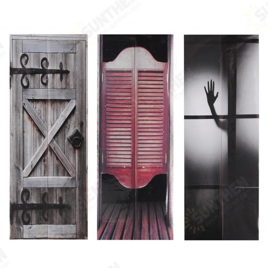 2Pcs 3D Door Wall Sticker Wrap Mural Self Adhesive Home Decor Scene Decal