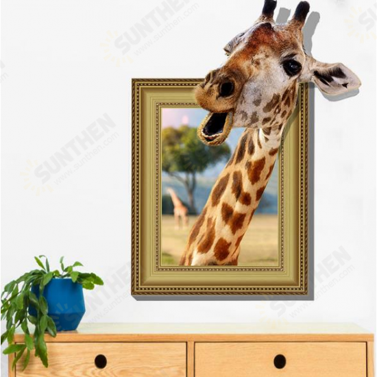 3D Giraffe Living Room Bedroom Animals Floor Home Background Wall Decor Creative Stickers