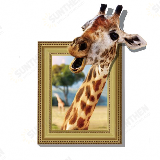 3D Giraffe Living Room Bedroom Animals Floor Home Background Wall Decor Creative Stickers