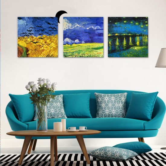 50x50cm 3Pcs Combination PAG DIY Frameless Painting 3D Sticker Oil Painting Landscape Grassland Wall Decor