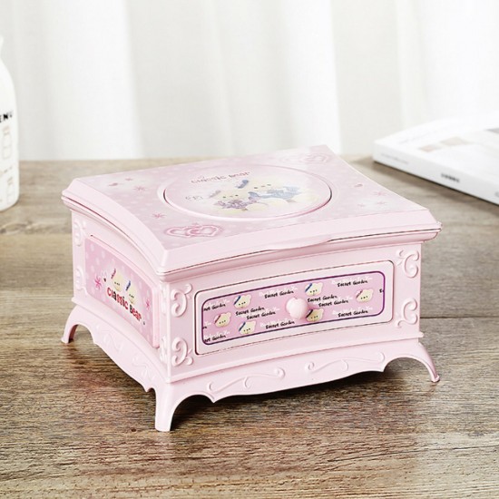 Classical Rotating Girl Music Box Jewelry Storage Box & Makeup Mirror Kids Decorations