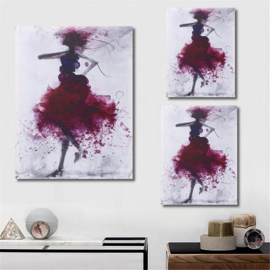 Fashion Red Girl Minimalist Abstract Art Canvas Oil Print Paintings Framed/Unframed