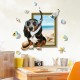 Creative 3D Cartoon Summer Diving Dog Frame PVC Removable Home Room Decor Sticker