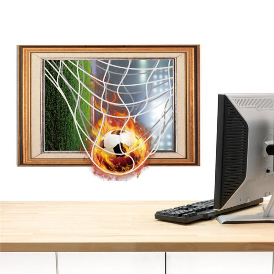 Creative 3D Fire Football Frame PVC Removable Home Room Decorative Wall Floor Decor Sticker