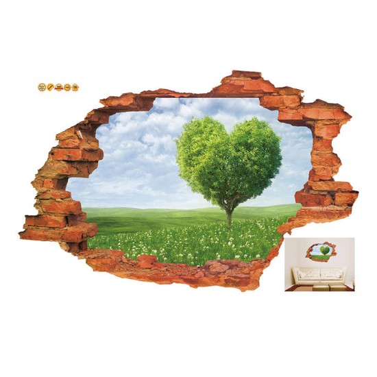 Creative 3D Love Tree Scenery Broken Wall Removable Home Room Decorative Wall Decor Sticker