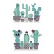 FX82028 Cartoon Wall Sticker Cactus Printing Sticker Glass Door Wall Decoration Stickers DIY Sticker