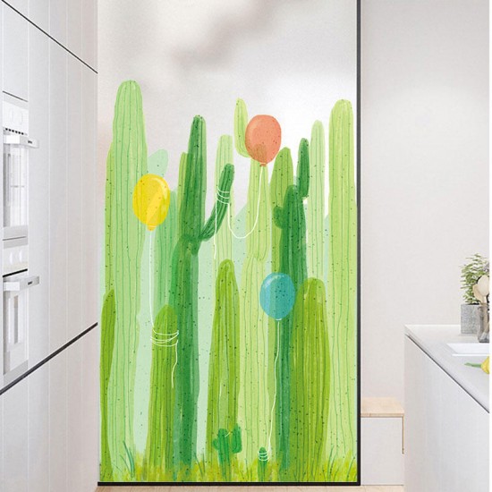 FX82031 2PCS Cactus And Balloon Painting Sticker Glass Door Stickers Wall Stickers Home Decoration Sticker