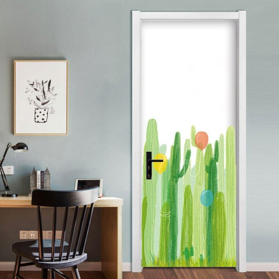 FX82031 2PCS Cactus And Balloon Painting Sticker Glass Door Stickers Wall Stickers Home Decoration Sticker