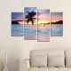 Hand Painted Four Combination Decorative Paintings Seaside Coconut Tree Wall Art For Home Decoration